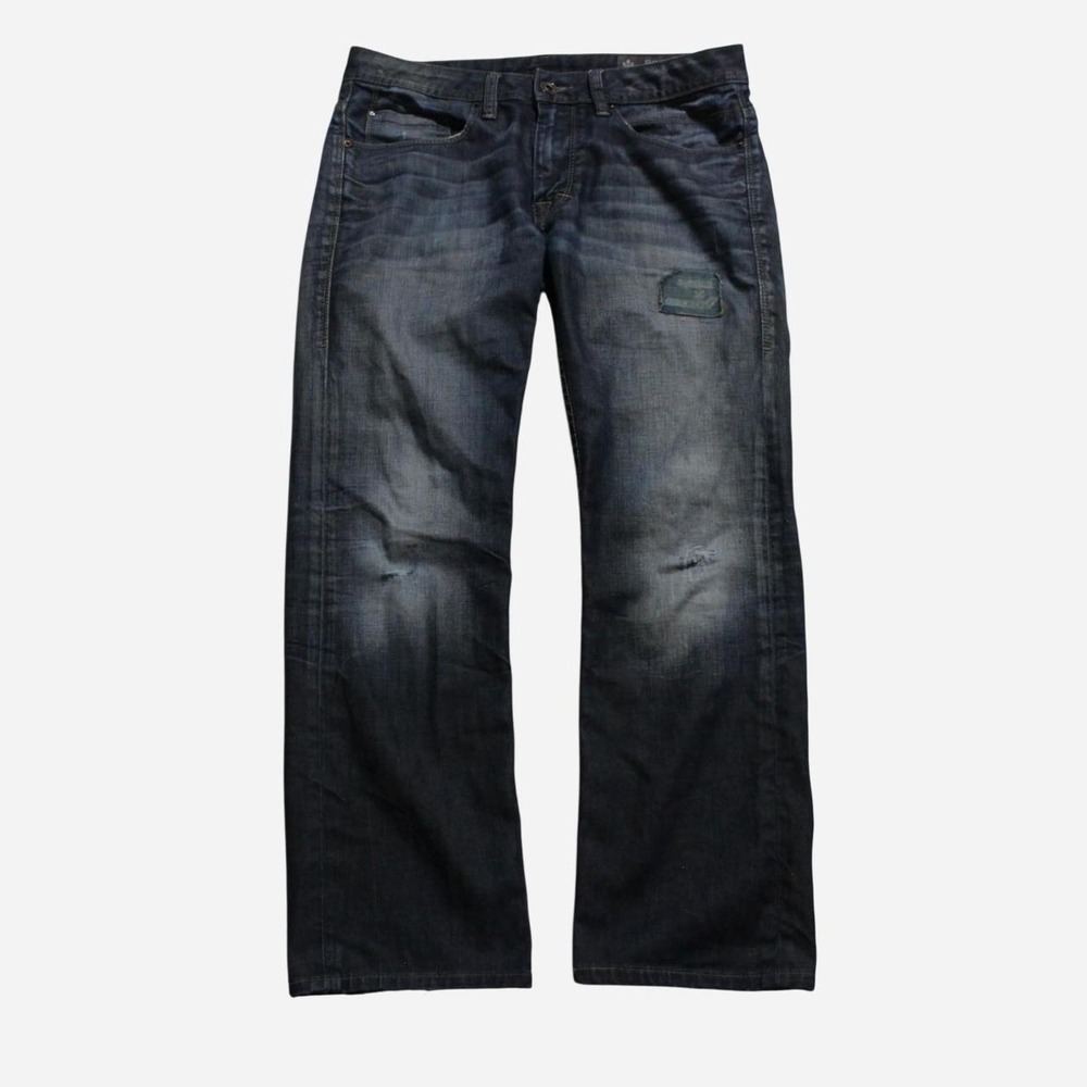 Mens Y2K Skater Grunge Punk Patchwork Repair Evan-X Straight Leg Jeans